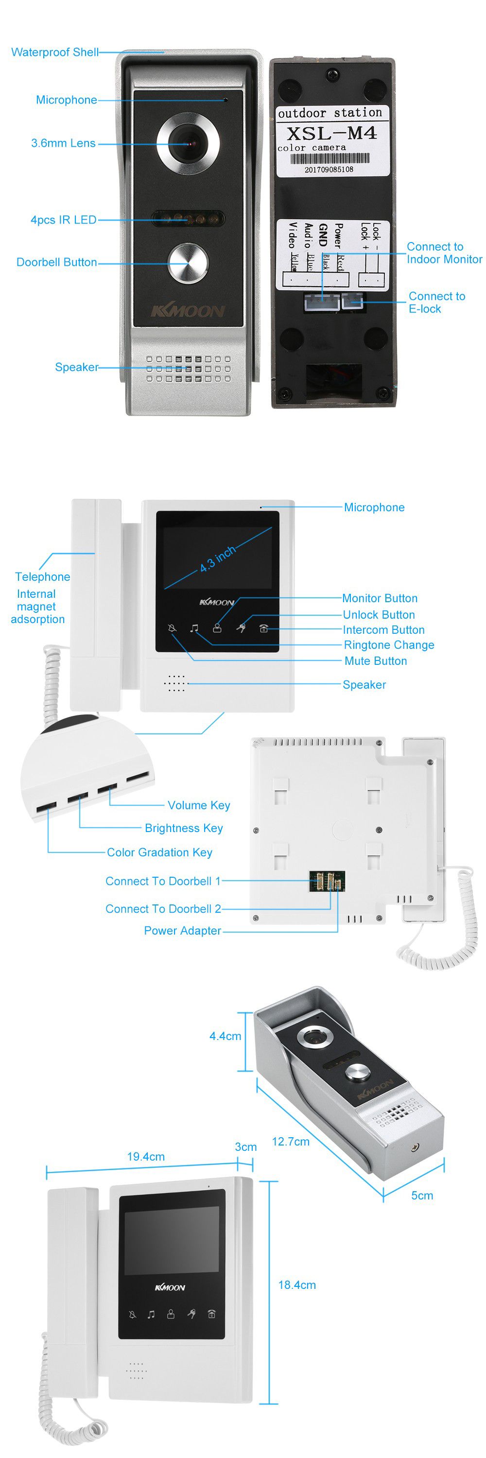 43-Inch-LCD-Monitor-Wired-Video-Intercom-Doorbell-Kits-Support-Night-Vision-Camera-Two-Way-Audio-Rai-1255964