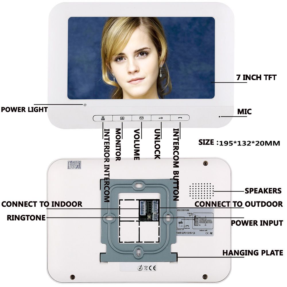 7quot-2-Monitors-Video-DoorPhone-Doorbell-Intercom-Wired-Wireless-Wifi-System-with--IR-CUT-HD-1000TV-1618060