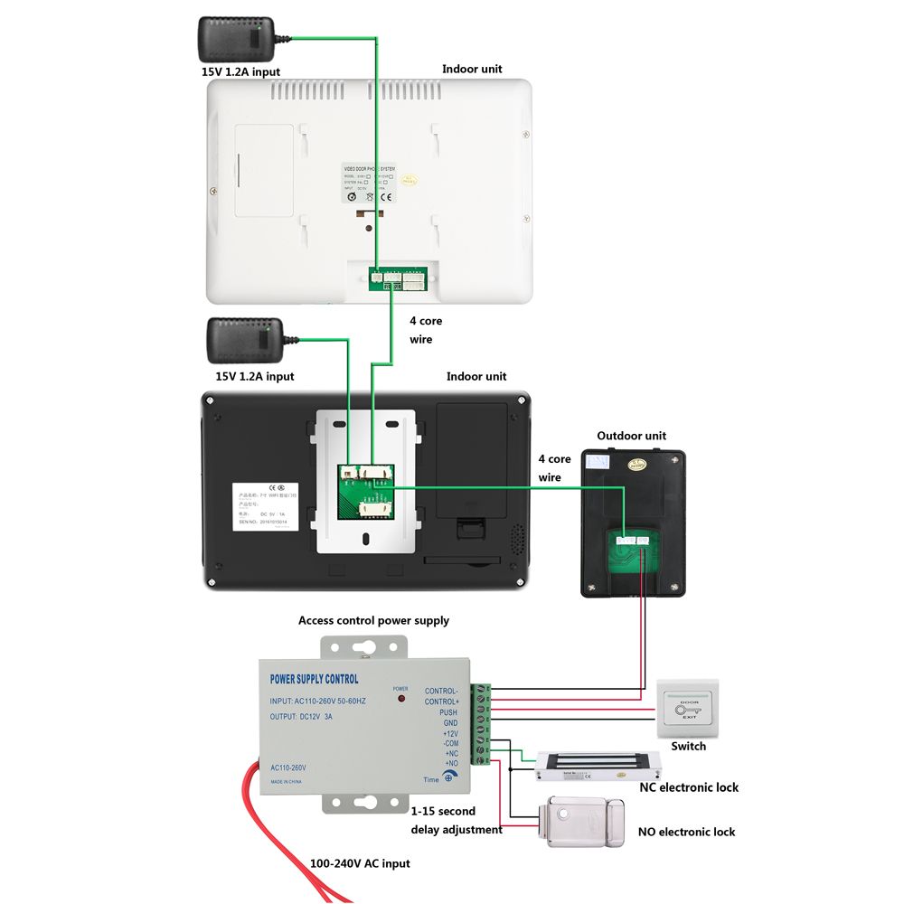 7quot-2-Monitors-Video-DoorPhone-Doorbell-Intercom-Wired-Wireless-Wifi-System-with--IR-CUT-HD-1000TV-1618060