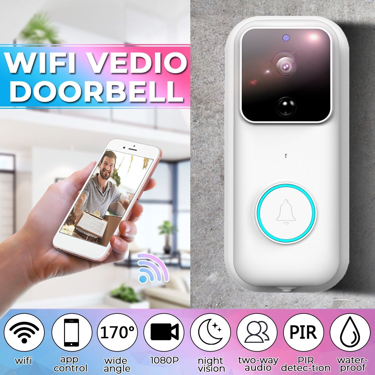 ANYTEK-B60-WiFi-Video-Doorbell-170deg-Wide-Angle-APP-Night-Vision-for-IOS-Android-1548174