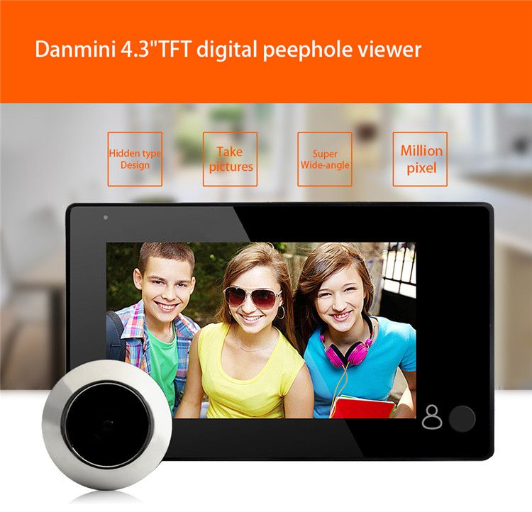 DANMINI-YB-43CH-Peephole-Viewer-Doorbell-145-Degree-Wide-Viewing-Video-Intercom-Built-in-4pcs-IR-LED-1170424