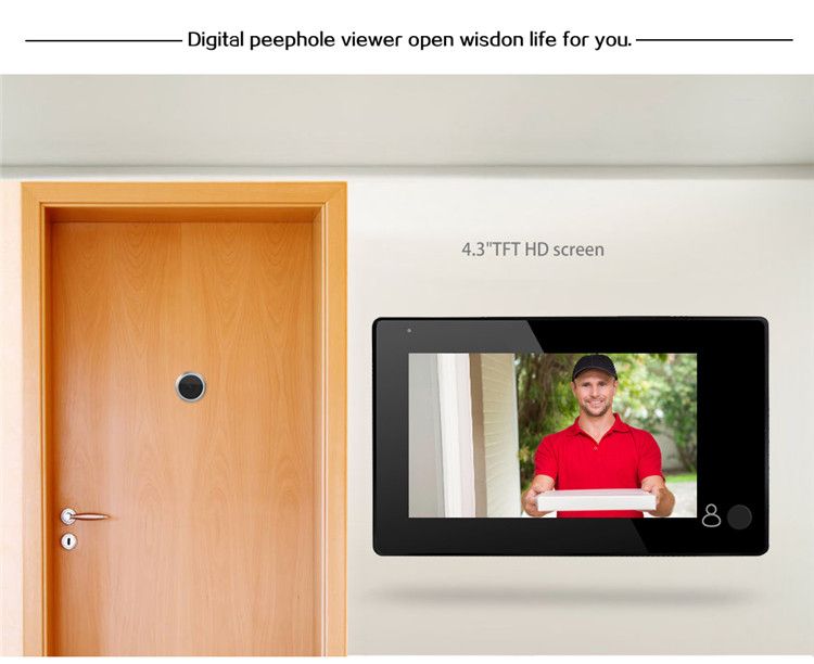 DANMINI-YB-43CH-Peephole-Viewer-Doorbell-145-Degree-Wide-Viewing-Video-Intercom-Built-in-4pcs-IR-LED-1170424