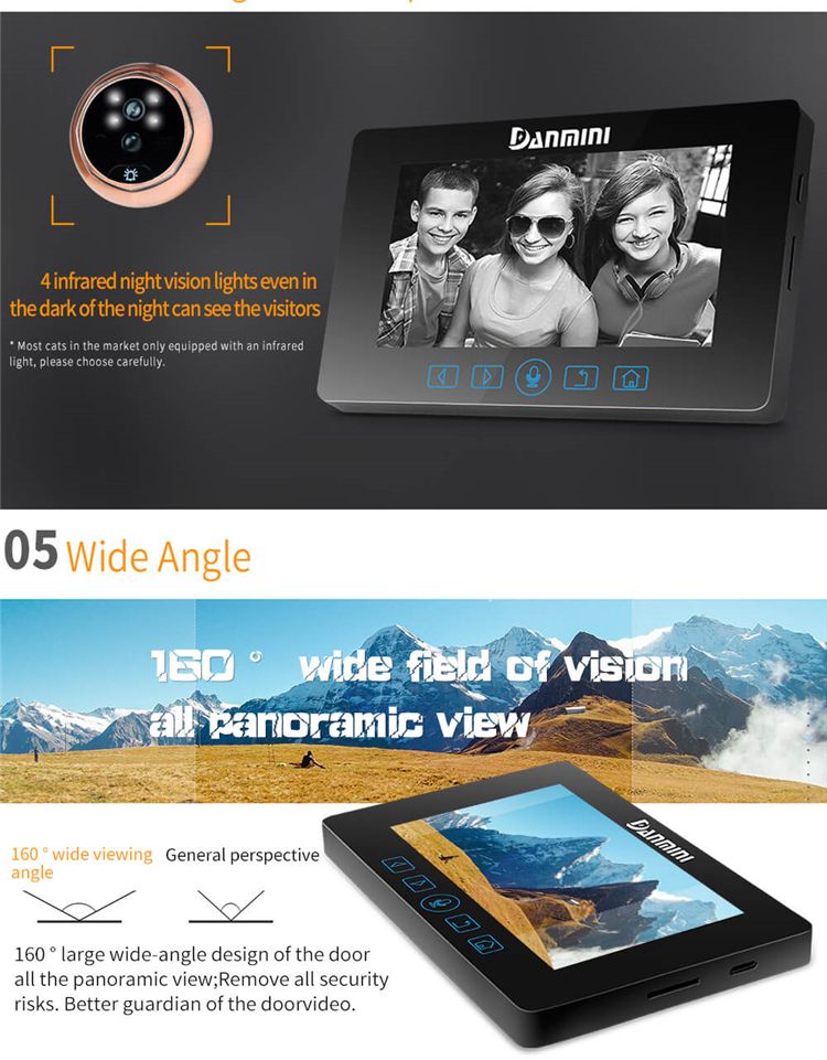 Danmini-YB-43HD-MT-Digital-Peephole-Viewer-Camera-2MP-43-inch-IR-Night-Vision-Video-PIR-Door-Bell-1249950