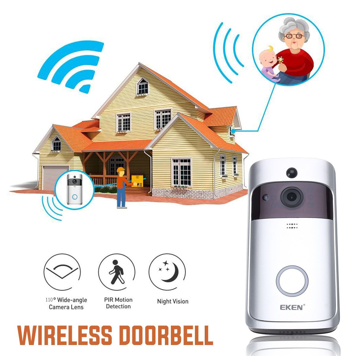 EKEN-A8-Smart-Wireless-WiFi-Video-Visible-Doorbell-Motion-Detection-Wide-Angle-166deg-8GB-Internal-S-1336962