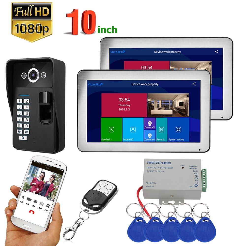 ENNIO-10-inch--2-Monitors-Wifi-Wireless-Fingerprint-RFID-Video-Door-Phone-Doorbell-Intercom-System-w-1651202