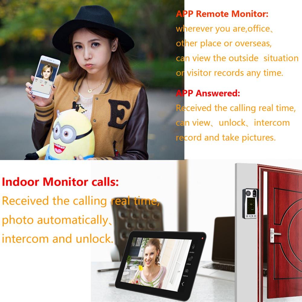 ENNIO-10-inch--2-Monitors-Wired-Wifi-Fingerprint-IC-Card--Video-Door-Doorbell-Intercom-System-with-A-1645990