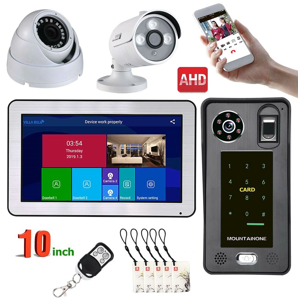 ENNIO-10-inch-Wired-Wifi-Fingerprint-IC-Card--Video-Door-Phone-Doorbell-Intercom-System-and-2CH-AHD--1645995