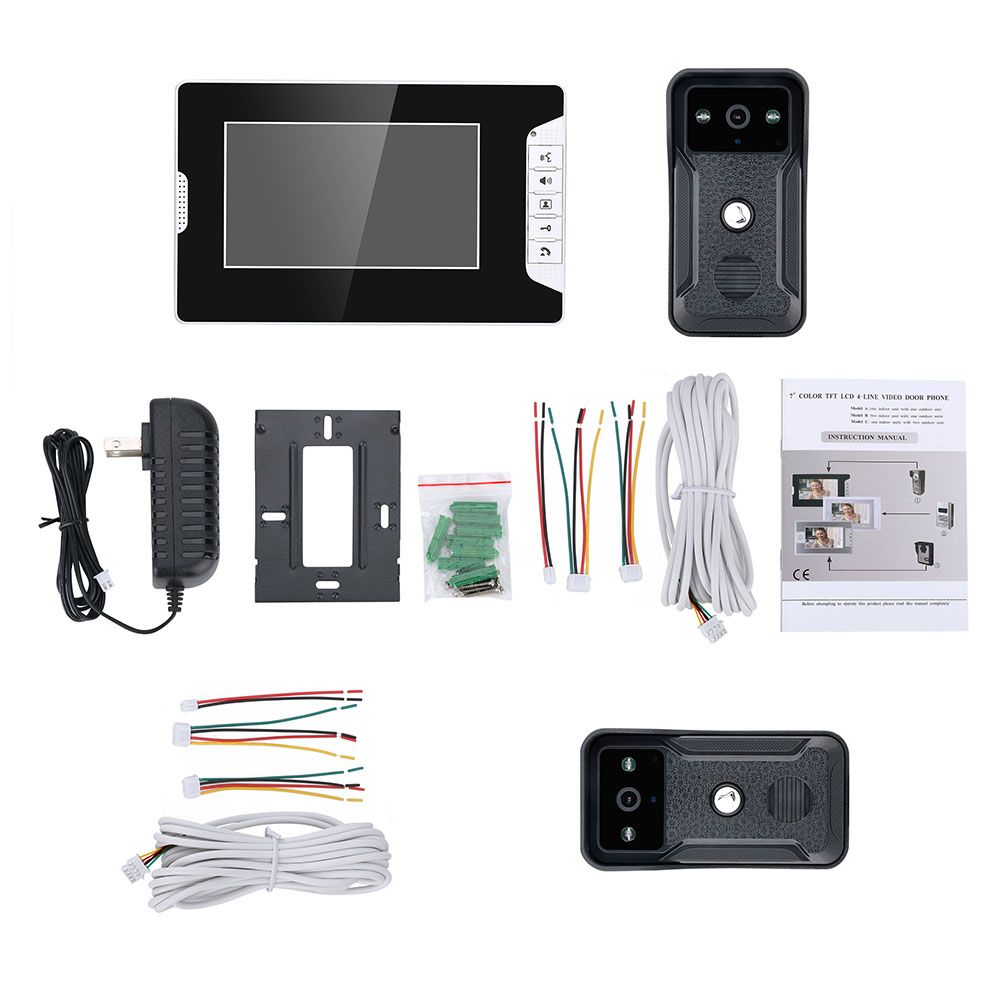 ENNIO-7-Inch-Video-Door-Phone-Doorbell-Intercom-Kit-2-Camera-1-Monitor-Night-Vision-with-700TVL-Came-1615994