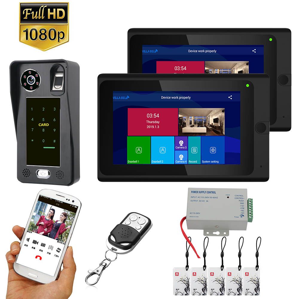 ENNIO-7-inch--2-Monitors--Wifi-Wireless-Fingerprint-IC-Card--Video-Door-Phone-Doorbell-Intercom-Syst-1642477