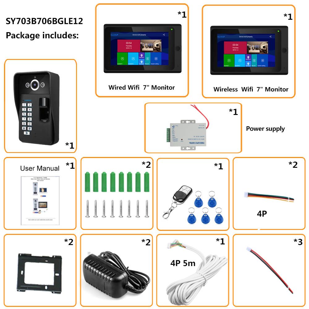 ENNIO-7-inch--2-Monitors--Wifi-Wireless-Fingerprint-RFID--Video-Door-Phone-Doorbell-Intercom-System--1642478