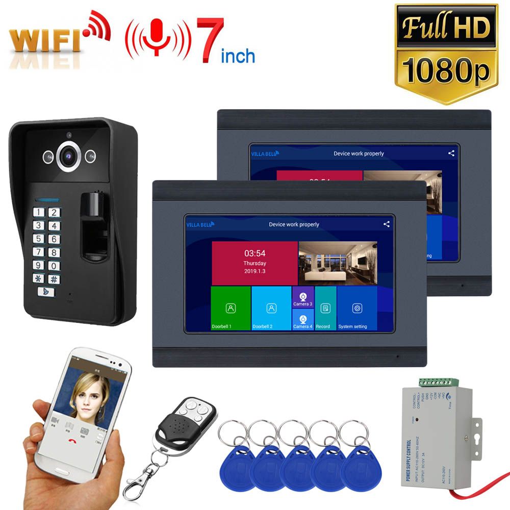 ENNIO-7-inch--2-Monitors-Wifi-Wireless-Fingerprint-RFID-Video-Door-Phone-Doorbell-Intercom-System-wi-1648520