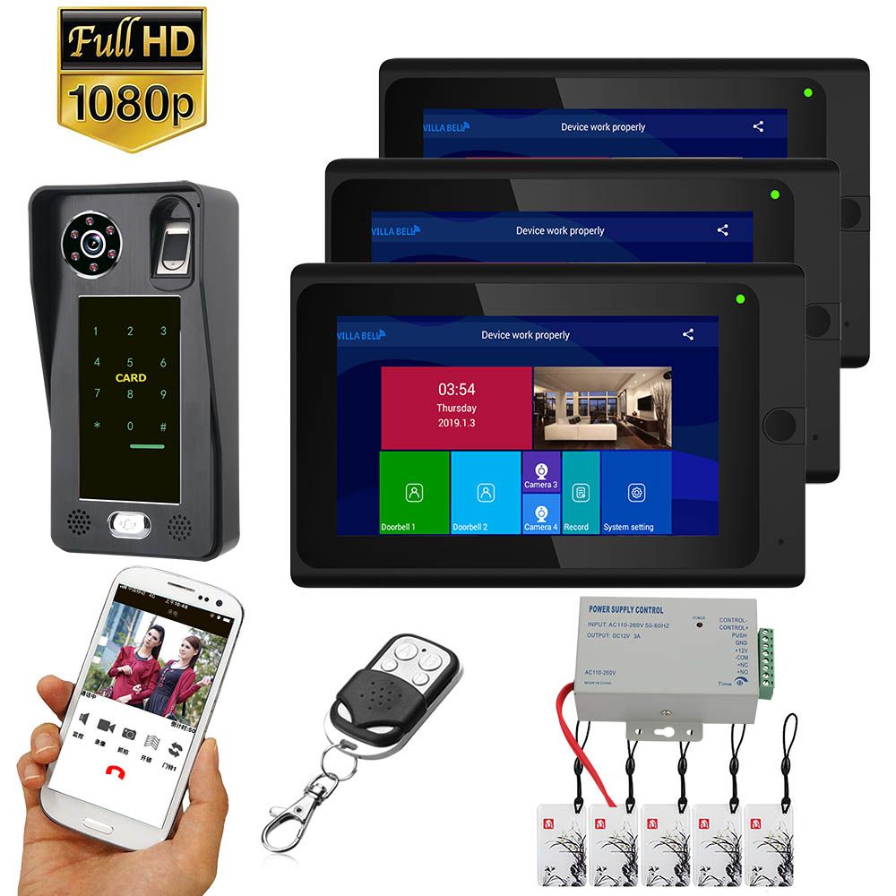 ENNIO-7-inch--3-Monitors--Wifi-Wireless-Fingerprint-IC-Card--Video-Door-Phone-Doorbell-Intercom-Syst-1642474