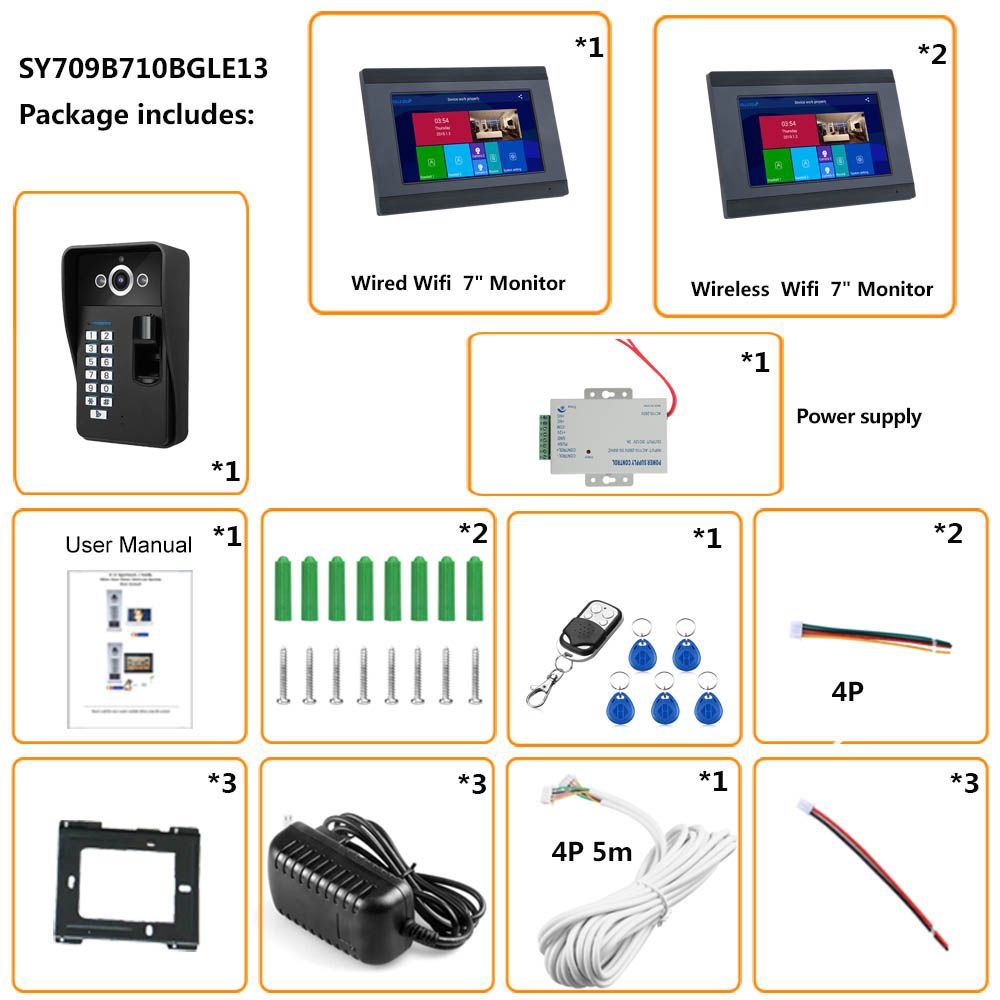 ENNIO-7-inch--3-Monitors-Wifi-Wireless-Fingerprint-RFID-Video-Door-Phone-Doorbell-Intercom-System-wi-1648521