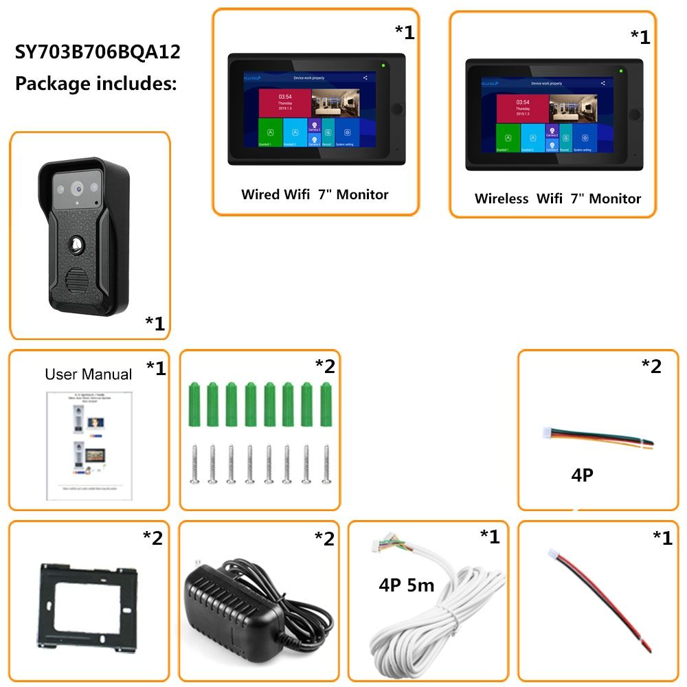 ENNIO-7-inch-2-Monitors--Wireless-WIFI-Video-Door-Phone-Doorbell-Intercom-Entry-System-with-Wired-HD-1616014