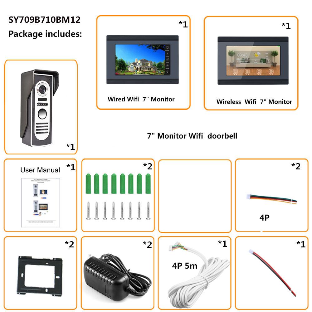 ENNIO-7-inch-2-Monitors-Wired-Wireless-Video-Door-Phone-Doorbell-Intercom-Entry-System-with-HD-1080P-1616010