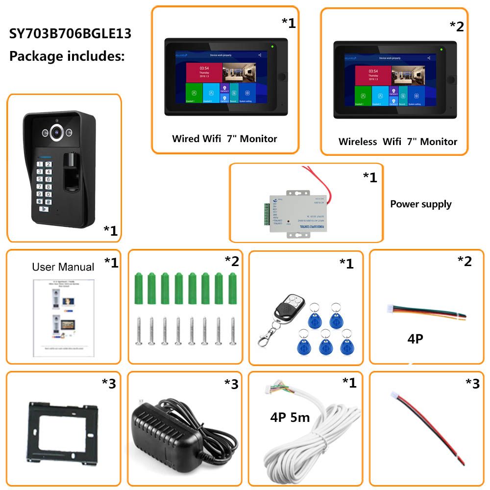 ENNIO-7-inch-3-Monitors-Wifi-Wireless-Fingerprint-RFID-Video-Door-Phone-Doorbell-Intercom-System-wit-1646765