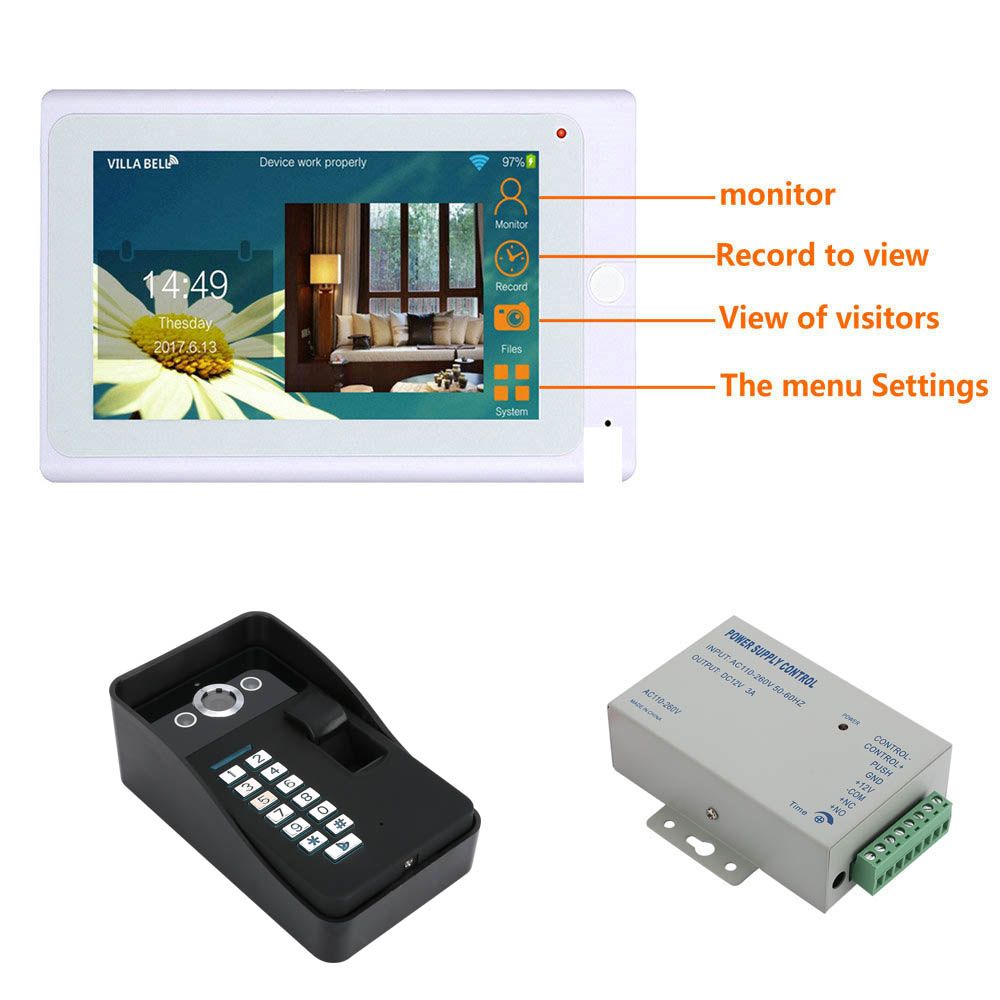 ENNIO-7-inch-3-Monitors-Wifi-Wireless-Fingerprint-RFID-Video-Phone-Doorbell-Intercom-System-with-Wir-1648515