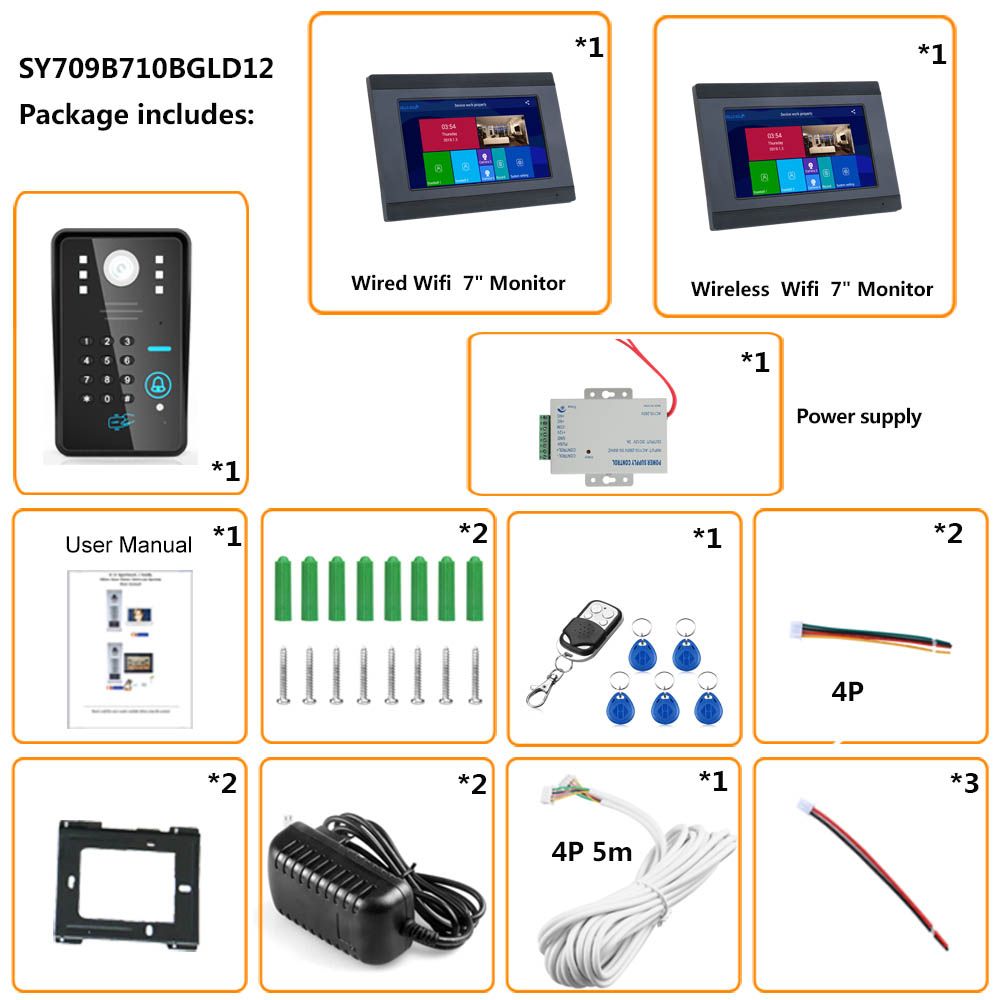 ENNIO-7inch-2-Monitors-Wireless-Wifi-RFID-Password-Video-Doorbell-Intercom-Entry-System-with-Wired-I-1648516