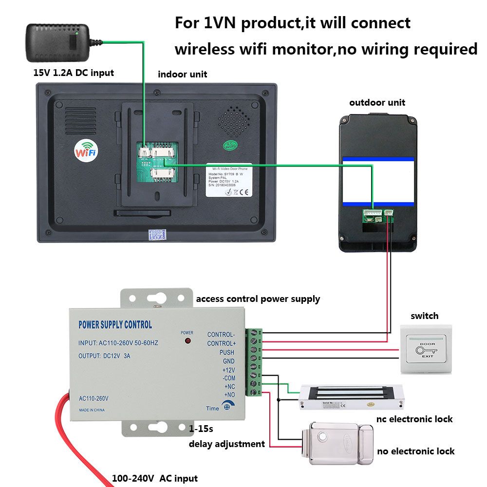 ENNIO-7inch-Wireless-RFID-Video-Door-Phone-Doorbell-Intercom-Entry-System-with-Wired-IR-CUT-1080P-Wi-1624634