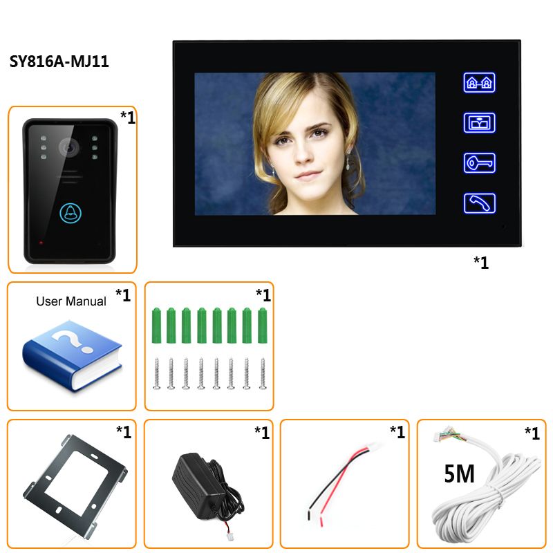 ENNIO-7quot-Video-Door-Phone-Intercom-Doorbell-Touch-Button-Remote-Unlock-Night-Vision-Security-CCTV-1615998