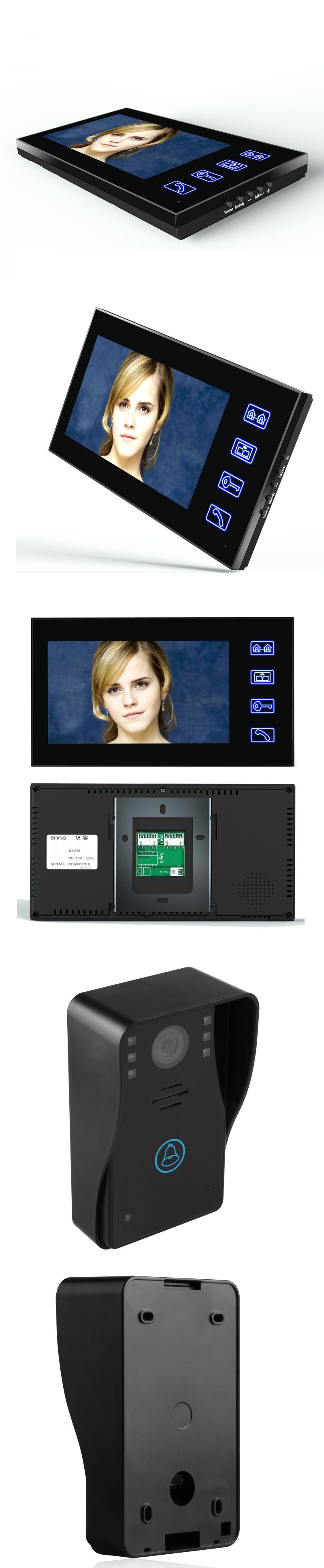 ENNIO-7quot-Video-Door-Phone-Intercom-Doorbell-with-1pcs-1000TVL-Outdoor-Security-CCTV-Camera--2-pcs-1615999