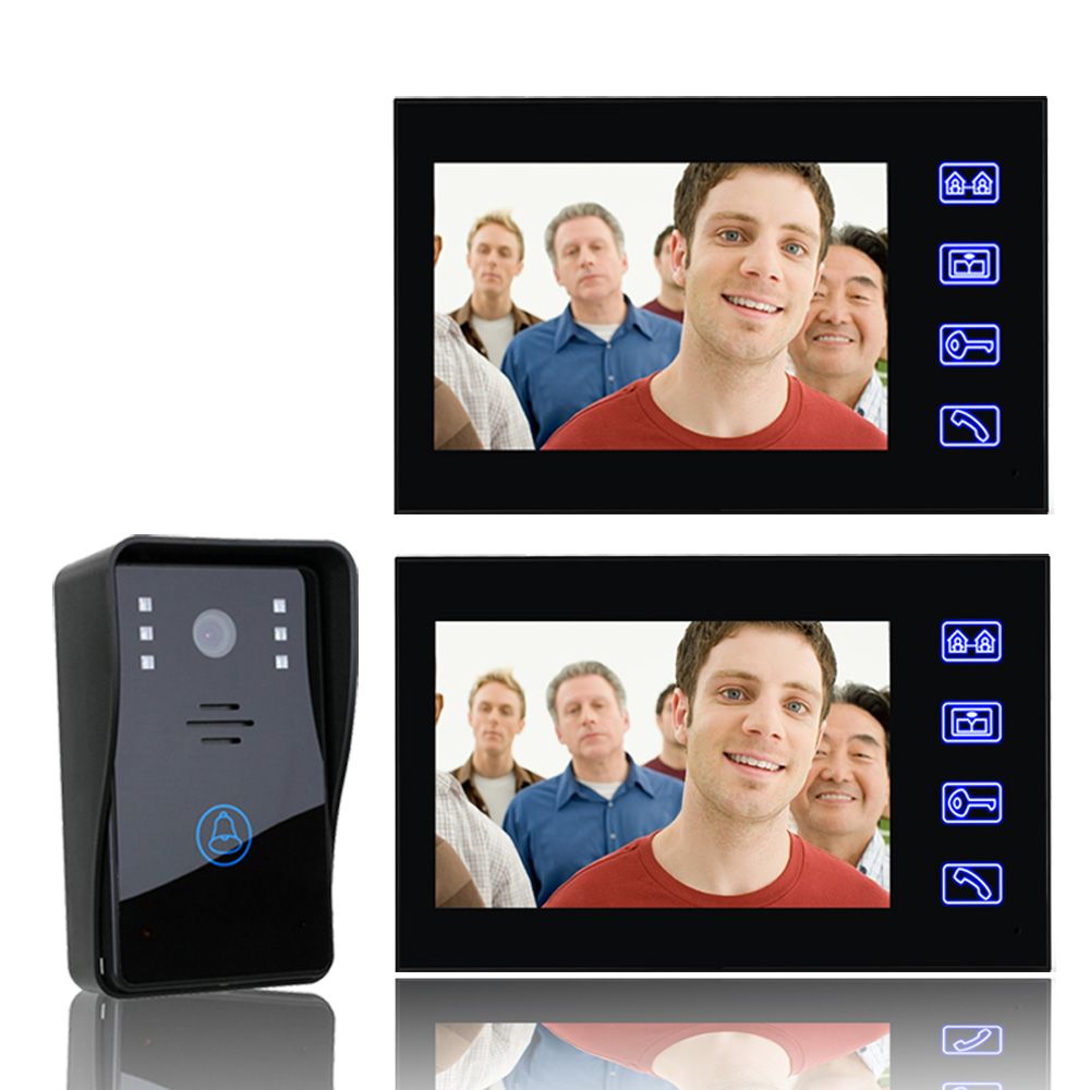 ENNIO-7quot-Video-Door-Phone-Intercom-Doorbell-with-1pcs-1000TVL-Outdoor-Security-CCTV-Camera--2-pcs-1615999