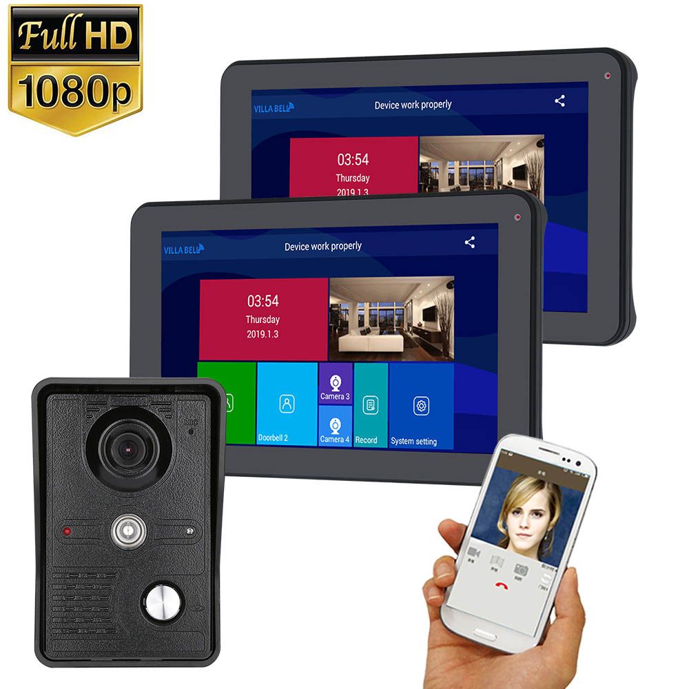 ENNIO-9-inch-2-Monitors-Wired-Wireless-Video-Phone-Doorbell-Intercom-Entry-System-with-HD-1080P-Wire-1646763