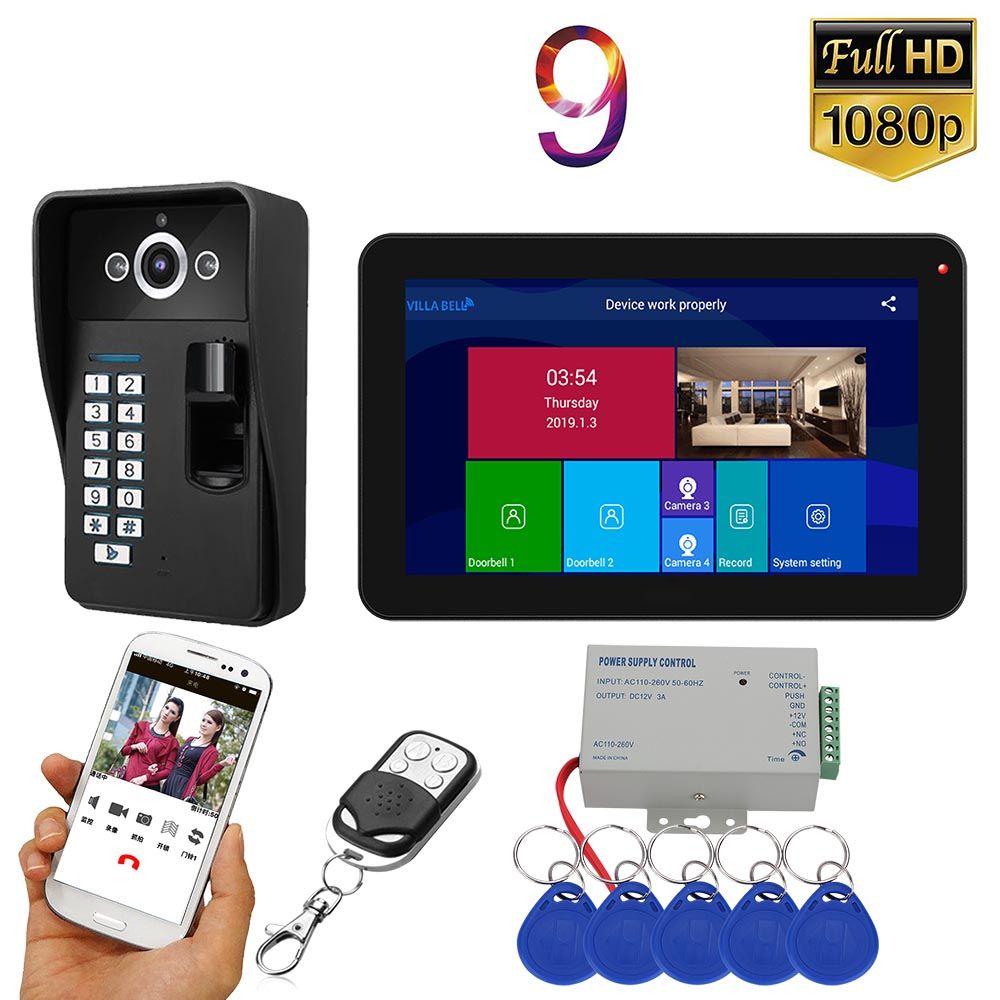 ENNIO-9-inch-Wifi-Wireless-Fingerprint-RFID-Video-Doorbell-Intercom-System-with-Wired-AHD-1080P--Doo-1624614