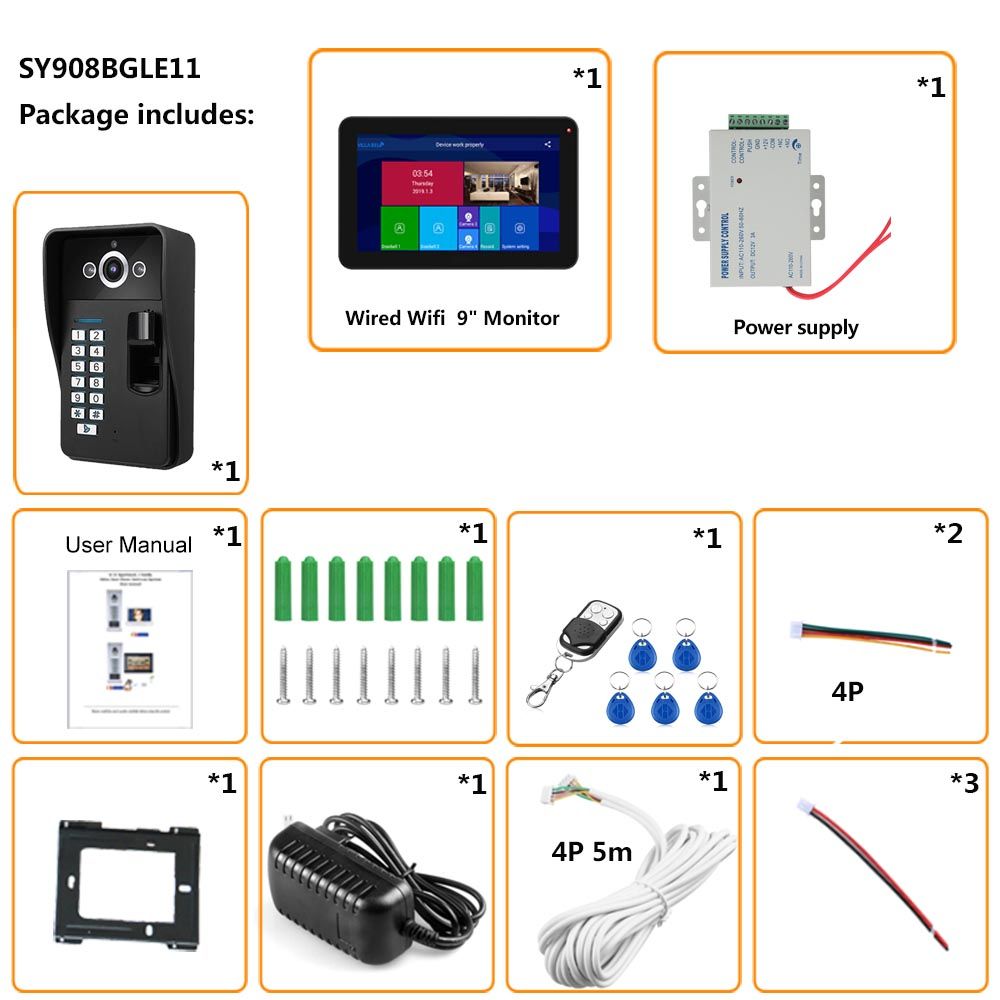 ENNIO-9-inch-Wifi-Wireless-Fingerprint-RFID-Video-Doorbell-Intercom-System-with-Wired-AHD-1080P--Doo-1624614