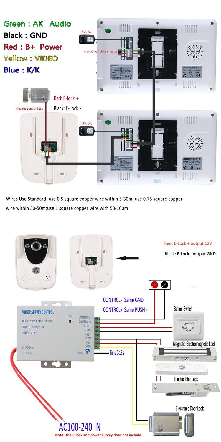 ENNIO-SY819FCID12-7Inch-2-Video-Door-Phone-Doorbell-Intercom-Monitors-with-RFID-Keyfob-IR-Camera-Kit-1009578