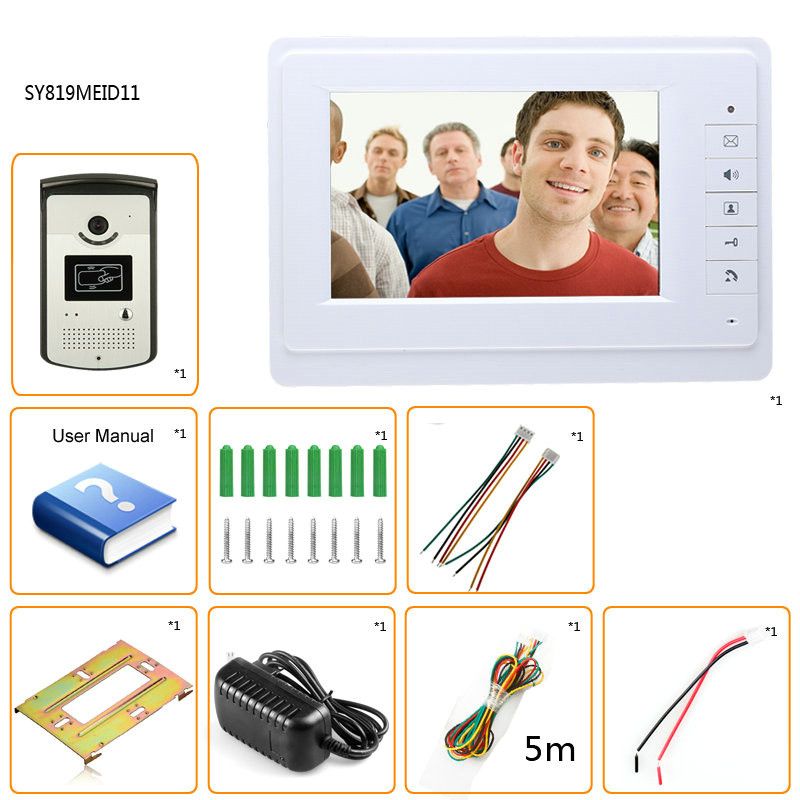 ENNIO-SY819MEID11-7quot-Color-Video-Intercom-Door-Phone-System-with-Monitor-RFID-Card-Reader-HD-Door-1044721