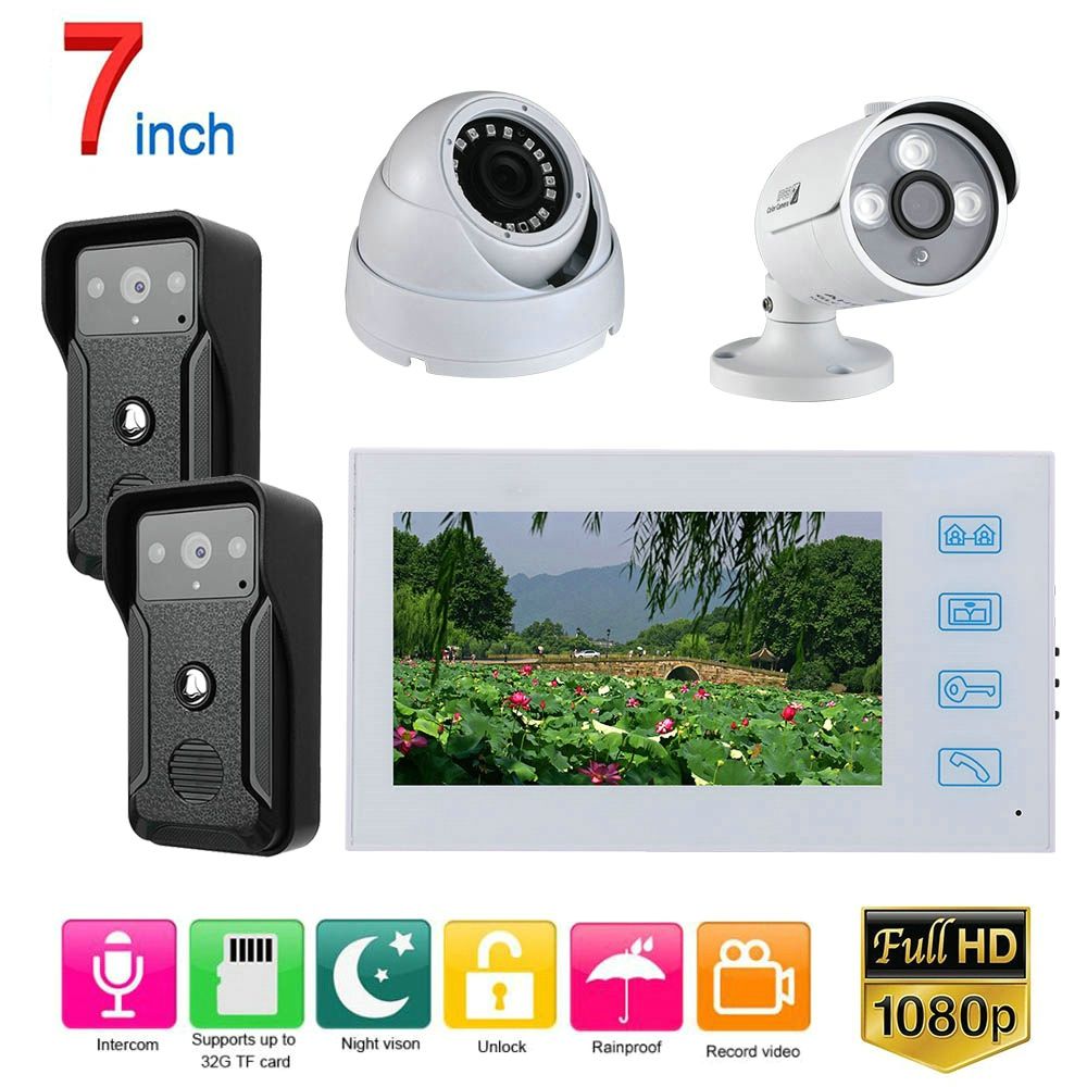ENNIO-White-7-inch-Record-Wired-Video-Door-Phone-Doorbell-Intercom-System-Kit-with-2pcs-AHD-1080P-Ca-1653217