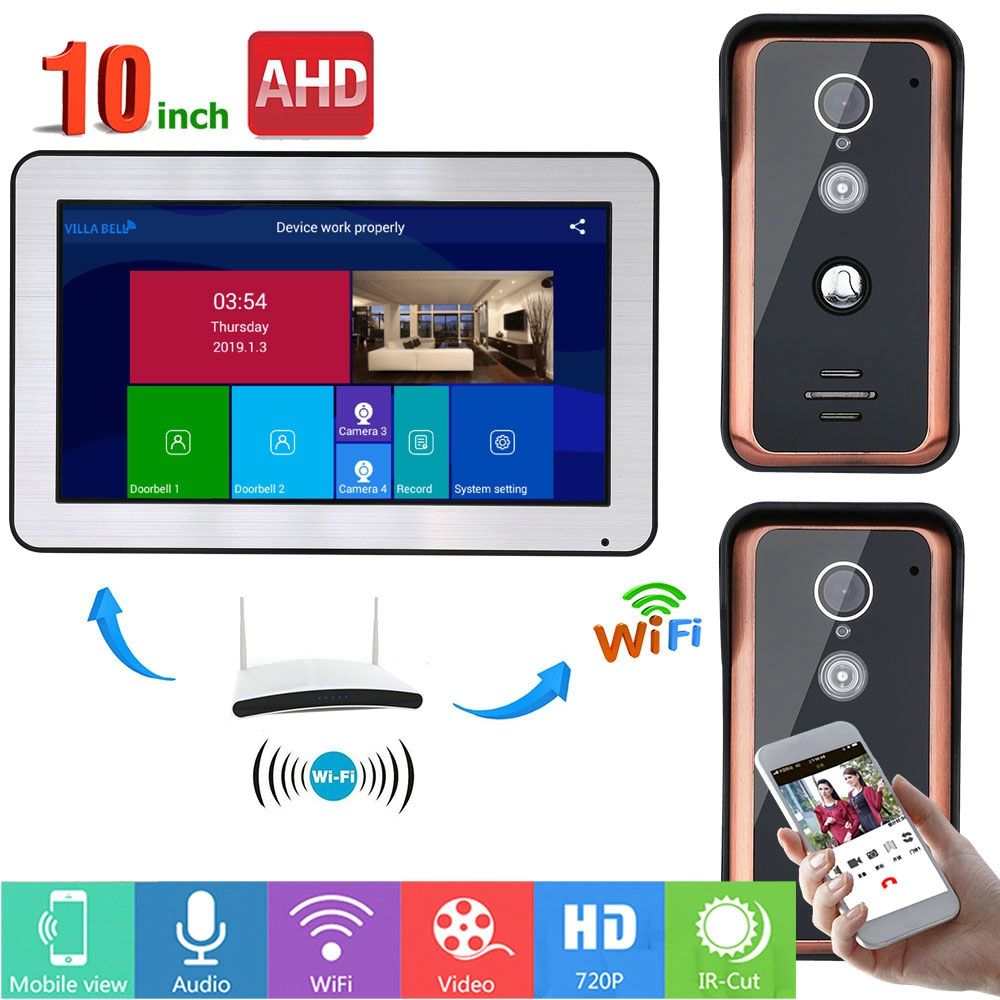 ENNIO-Wired-Wifi-Video-Door-Phone-Doorbell-Intercom-Entry-System-with-IR-CUT-AHD-720P-2-X-Wired-Came-1616001