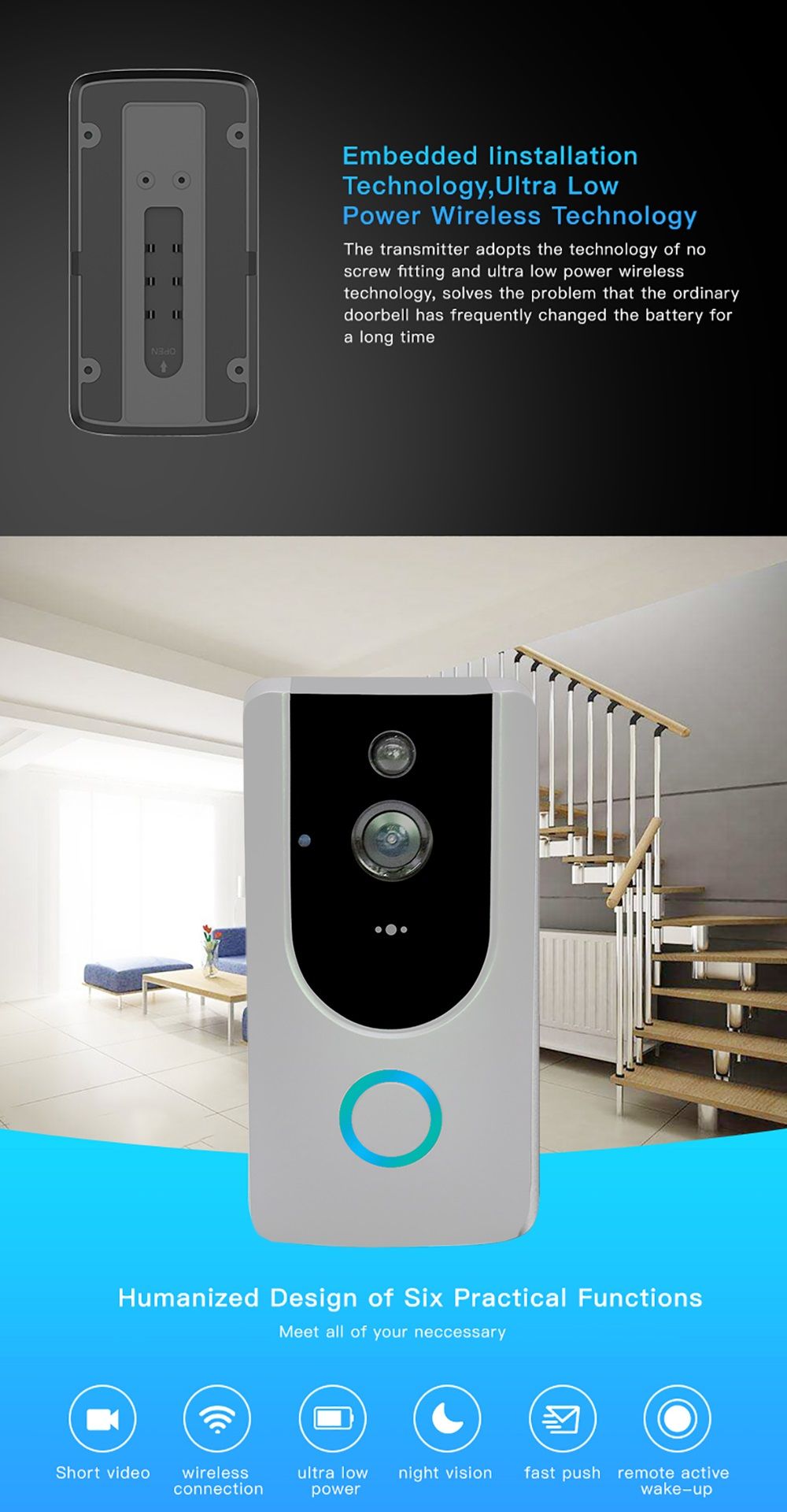 M2-Wireless-720P-Smart-WiFi-Video-Doorbell-Door-Phone-Intercom-with-DingDong-Chime-PIR-Sensor-Alarm--1555919
