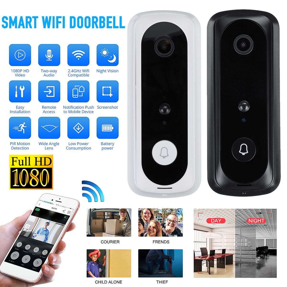 Wireless-Night-vision-1080P-WiFi-Video-DoorBell-Intercom-Home-Security-Visual-Camera-IP65-Waterproof-1621342