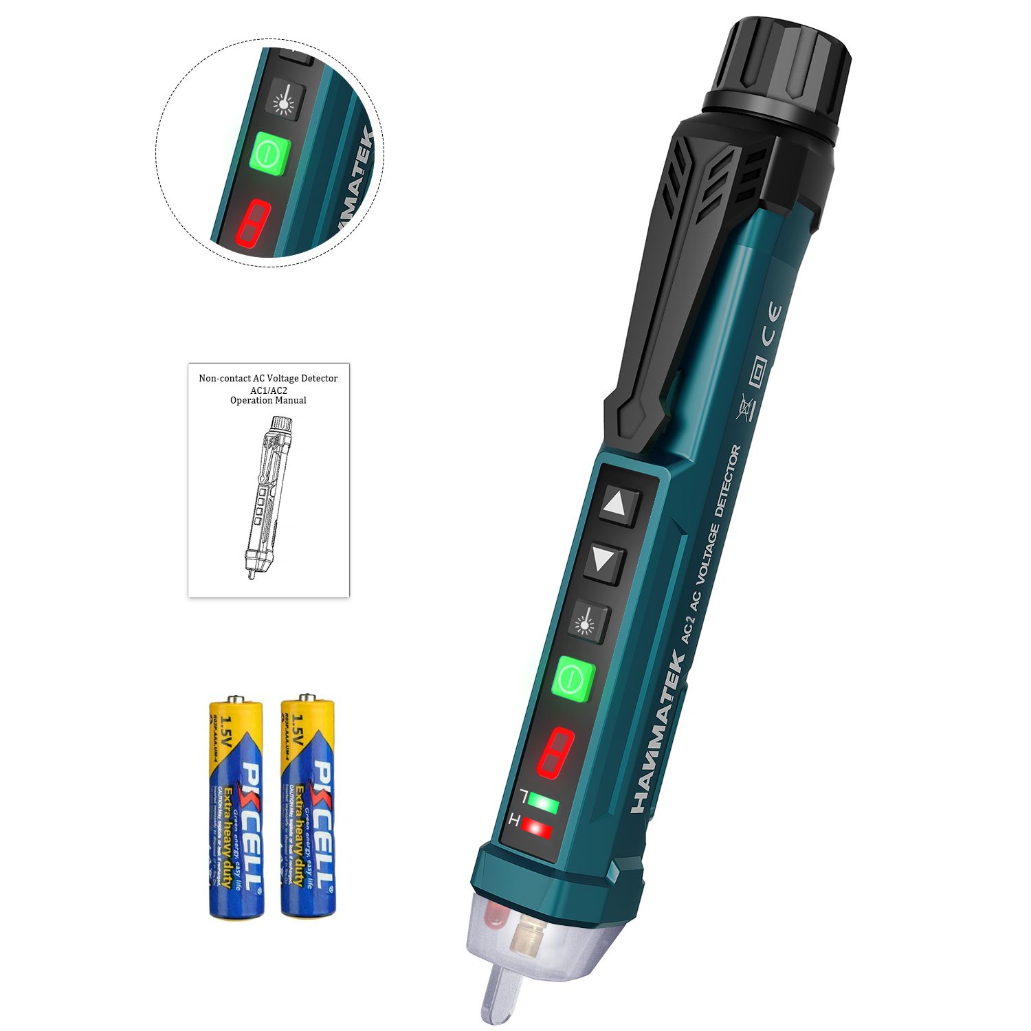 HANMATEK-AC1-12V1000V-Red-Laser-Non-Contact-Voltage-Tester-Pen-Live-Line-Null-Live-Detector-with-Lig-1729971