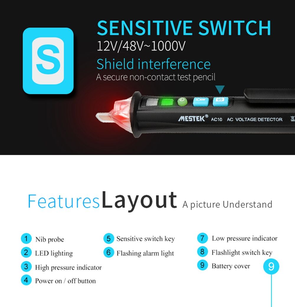 MESTEK-AC10-Non-contact-AC-Voltage-Detector-Tester-Meter-12V-1000V-Pen-Voltage-Detector-1314692
