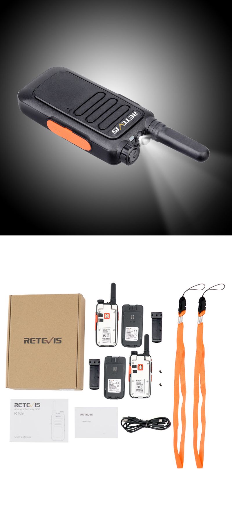 2PCS-Retevis-RT69-2W-1200mAh-16-Channel-Handheld-Radio-Walkie-Talkie-Scanning-Climbing-Hotel-Civilia-1652019