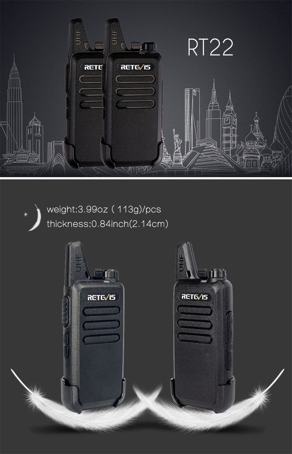 2Pcs-Retevis-RT22-Walkie-Talkie-Mini-Transceiver-UHF-2W-VOX-CTCSS-DCS-USB-Charging-Two-Way-Radio-Com-1419198