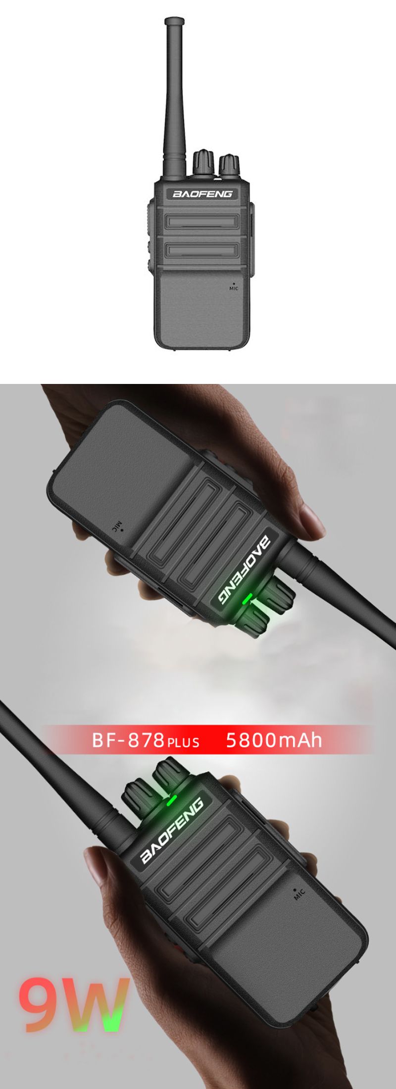 BAOFENG-878-PLUS-9W-5800mAh-400-470MHz-Handheld-Radio-Walkie-Talkie-USB-Charging-Driving-Hotel-Civil-1573425