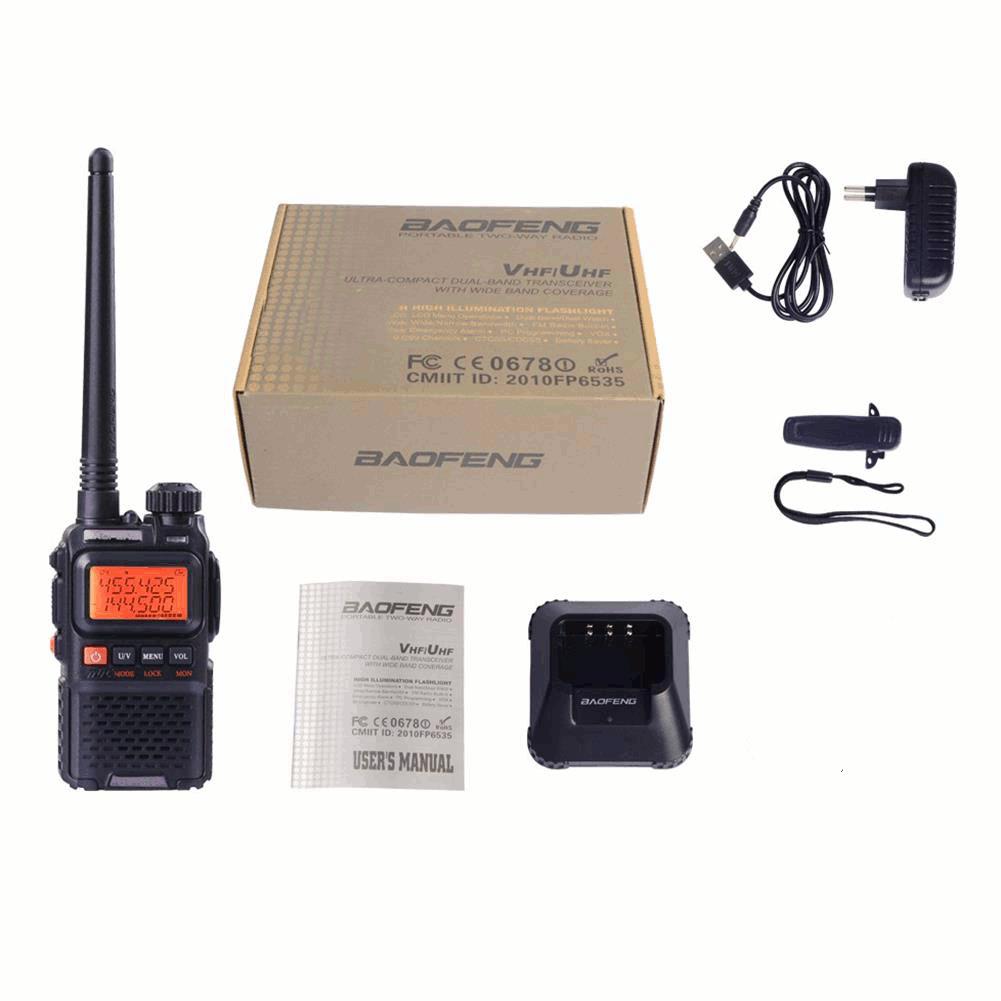 BAOFENG-UV3R-Plus-Mini-Walkie-Talkie-Intercom-UHF-VHF-Dual-Band-Dual-Display-Full-Channels-FM-Radio--1192333