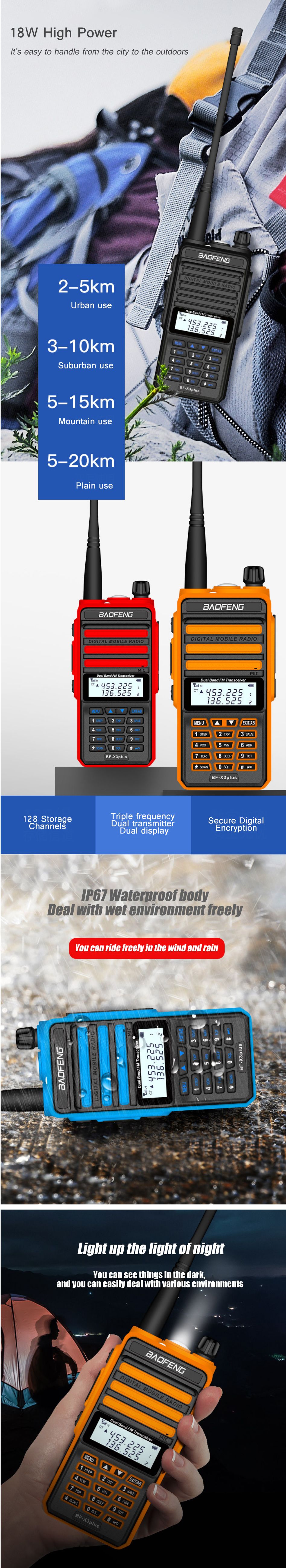 BAOFENG-X3-Plus-18W-Walkie-Talkie-20-KM-Tri-band-Radio-Waterproof-UHFVHF-9500mah-Transceiver-76-108M-1735493