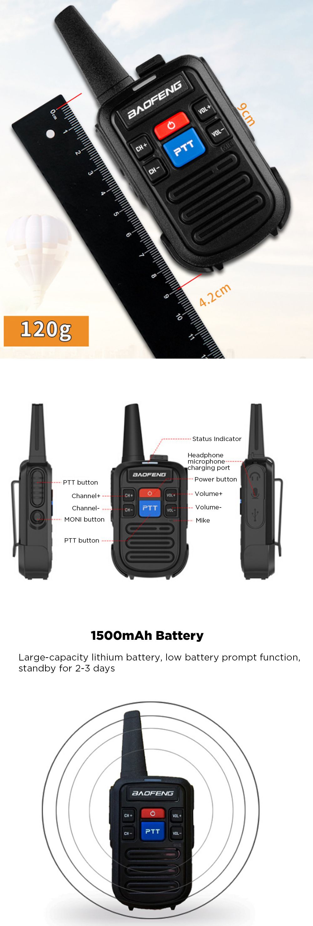 Baofeng-C50-2PCS-Walkie-Talkie-400-480MHz-Frequency-Range-99-Channel-USB-Rechargeable-Two-Way-Radios-1709193