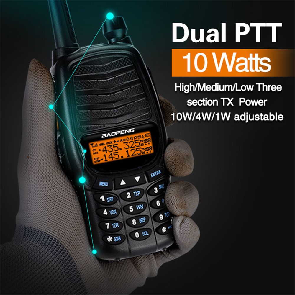 Baofeng-UV-990-Walkie-Talkie-Triple-10W-Dual-PTT-VHF-UHF-Dual-Band-Ham-CB-Radio-Two-Way-Audio-Black-1561217