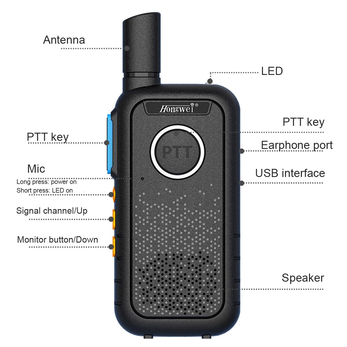 Portable-Radio-Ultra-thin-Handheld-Walkie-Talkie-Dual-PTT-Keys-16-Channels-1680545