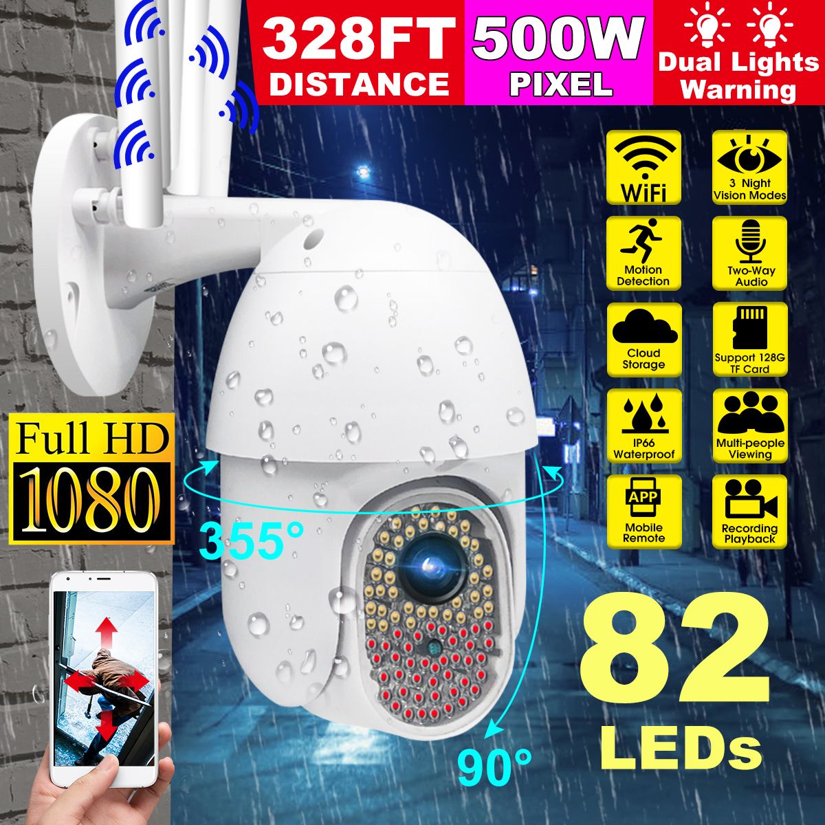 82-LEDS-Lamp-Ball-Machine-Infrared-Array-HD-Sense-Lens-Enhanced-Antennas-Security-Camera-1706989