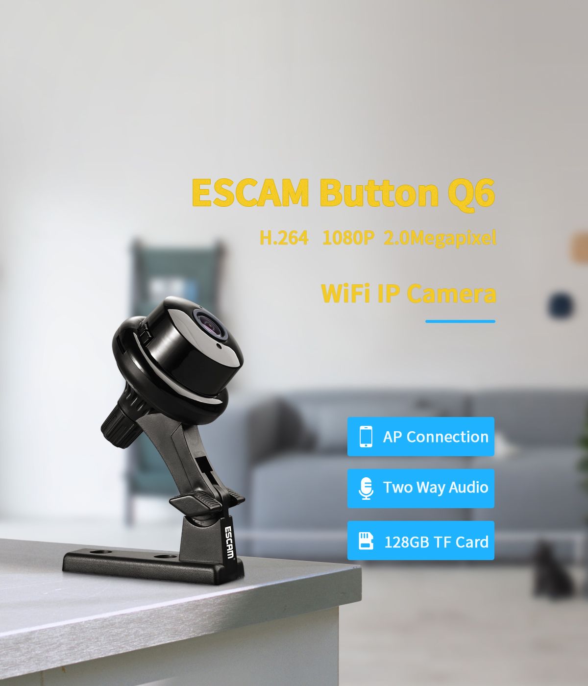 ESCAM-Button-Q6-Mini-1080P-IP-Night-VIsion-WiFi-Camera-Support--to-128GB-Card-Motion-Detect-Audio-1108509