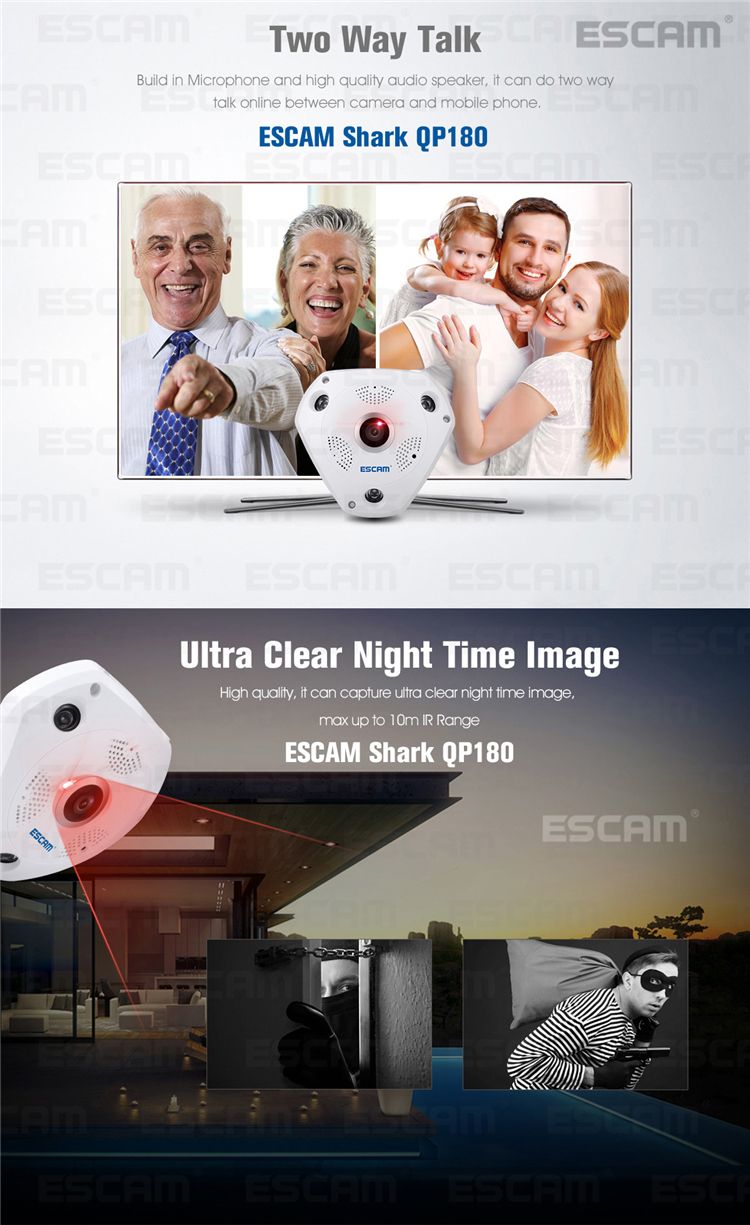 ESCAM-Fisheye-Camera-Support-VR-QP180-Shark-960P-IP-WiFi-Camera-13MP-360-Degree-Panoramic-Infrared-N-1083170