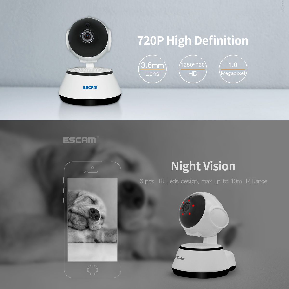ESCAM-G10-720P-IP-Wireless-Camera-Support-M-otion-Detection-H264-PanTilt-Support-64G-TF-Card-IR-Cam-1260096