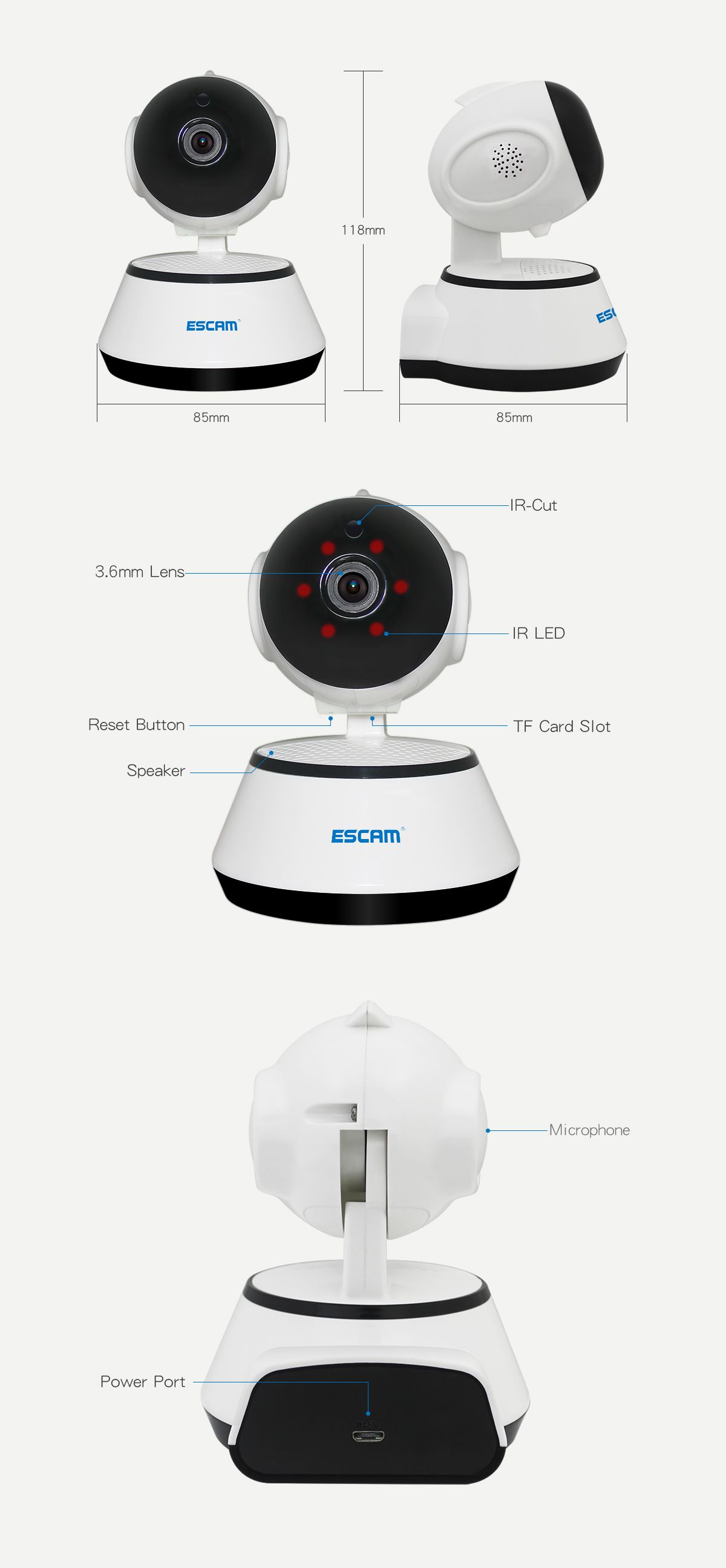 ESCAM-G10-720P-IP-Wireless-Camera-Support-M-otion-Detection-H264-PanTilt-Support-64G-TF-Card-IR-Cam-1260096